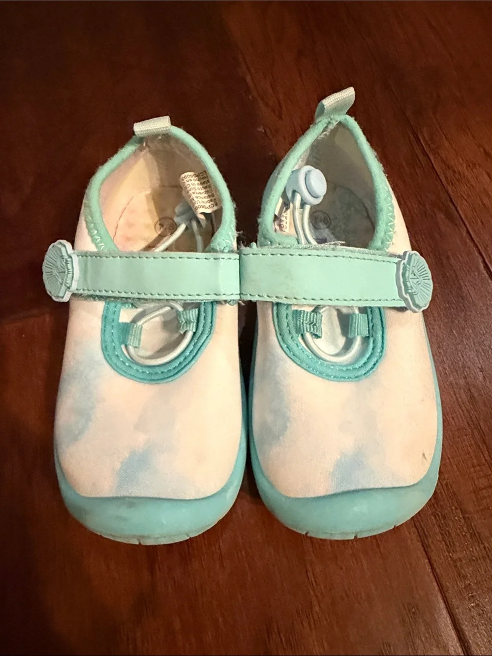 Disney Mint and White Tie-Dye Kids Water Mary Jane Shoes